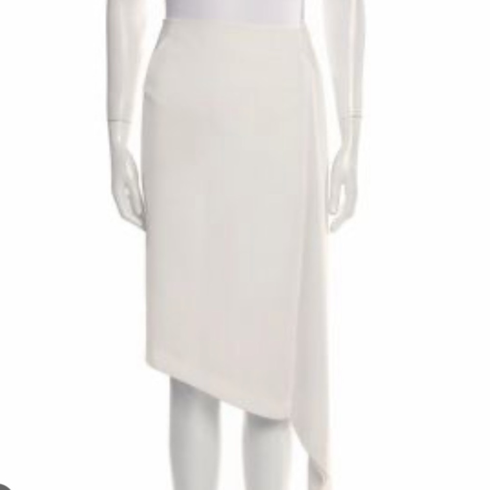 Nicholas white asymmetrical frill midi skirt
